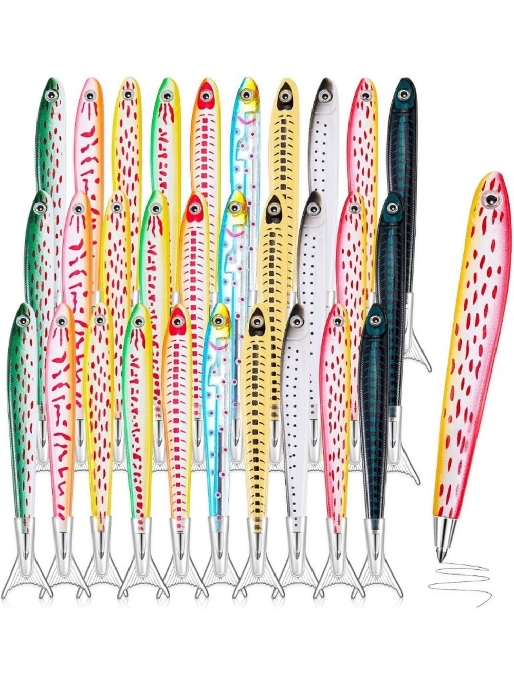 50 Pcs Kawaii Fish Ballpoint Pens - Cute 0.7mm Black Ink Novelty Stationery Set